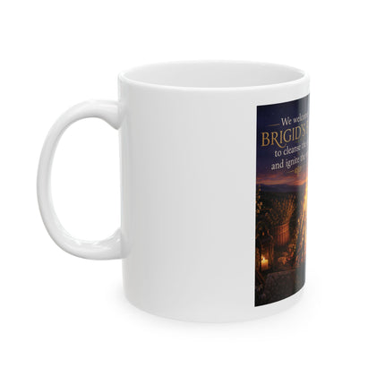 Brigid's Fire Ceramic Mug – Imbolc Bonfire & Renewal Coffee Cup (11oz/15oz)