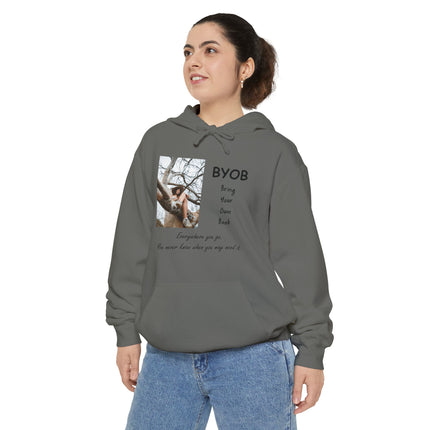 Bring Your Own Book Hoodie — 'B.Y.O.B. Bring Your Own Book. Everywhere you go.' Reader Hoodie