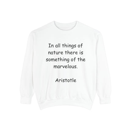 Inspirational Sweatshirt with Quote by Aristotle - Unisex Garment-Dyed