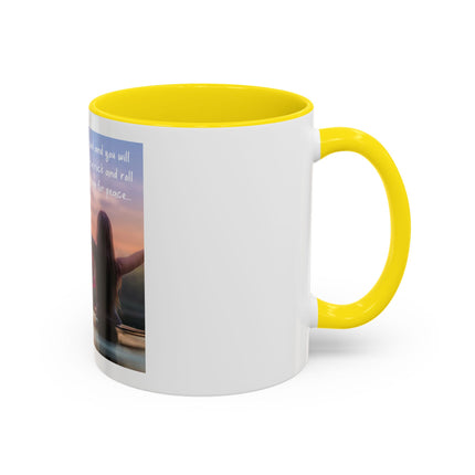 Inspirational Lotus Sunrise Coffee Mug — "knock on the door to my soul"
