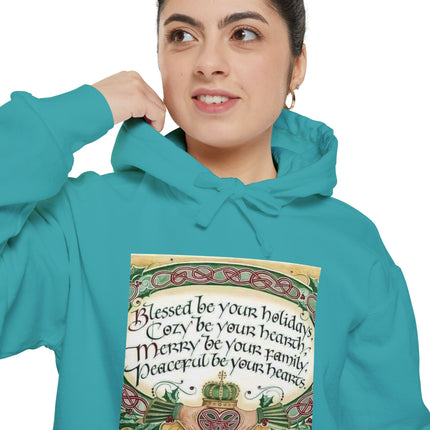 Celtic Holiday Hoodie — "Blessed be your holidays" Cozy Family Christmas Sweatshirt