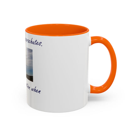 Parachute Quote Accent Mug – 11oz Ceramic Cup for Open Minds
