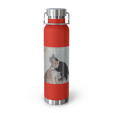22oz Copper Vacuum Bottle — “An Endless Sleepover with Your Favorite Weirdo” Cat Hug Design