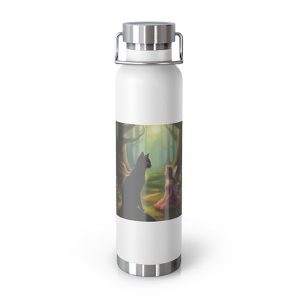 22oz Insulated Bottle — Enchanted Forest Cat & Girl Illustration