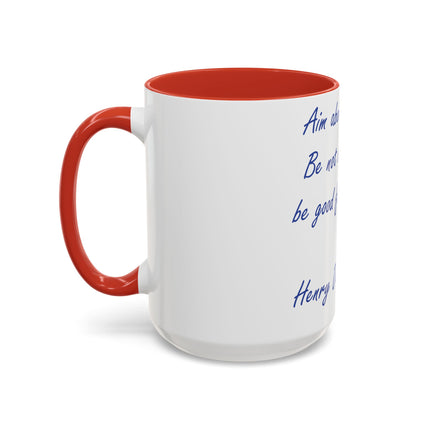 Thoreau Quote Accent Mug – “Aim Above Morality” | 15oz Gift for Coffee Lovers