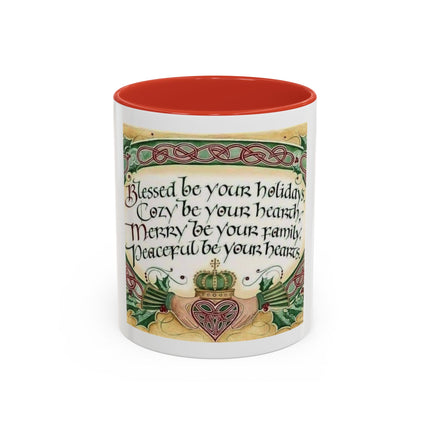 Blessed Be Your Holidays Coffee Mug — Holiday Celtic Greeting Accent Mug (11/15oz)
