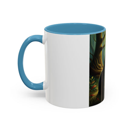 Enchanting Fairy & Cat Accent Mug – Fantasy Nature Design, 11oz