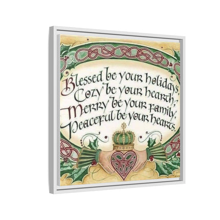 Framed Holiday Blessing Matte Canvas — "Blessed be your holidays" Celtic Wall Art