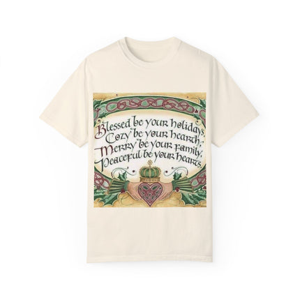 Blessed Be Your Holiday Tee – Celtic-Inspired Unisex Garment-Dyed