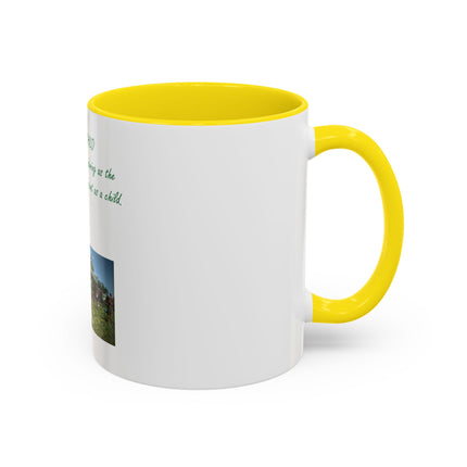 Flower Child Coffee Mug — 'Flower Child' Photo Mug with Green Script (11/15 oz)