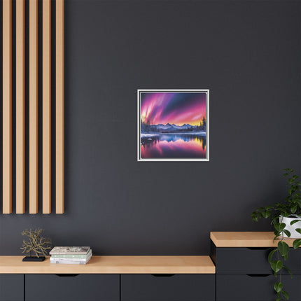 Framed Matte Canvas - Aurora Lake Landscape Wall Art