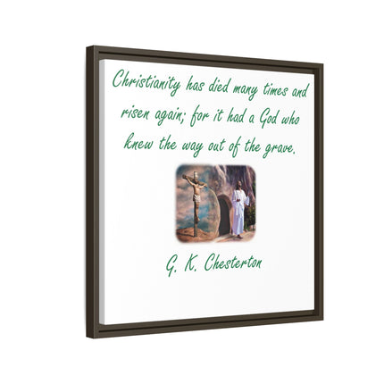 Framed Canvas Wall Art — G.K. Chesterton Easter Quote with Resurrection Image