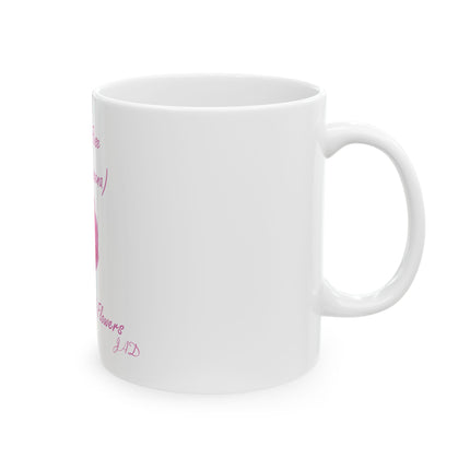 Damask Rose Ceramic Mug — "The Queen of Flowers" Botanical Coffee Cup (11oz & 15oz)