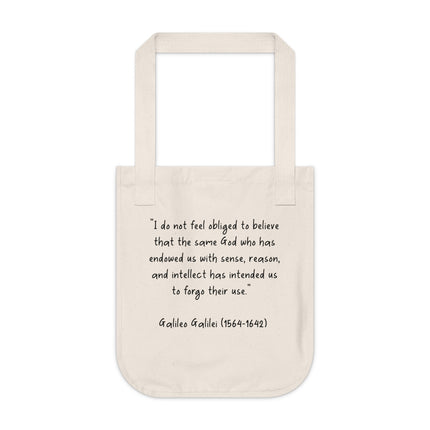 Galileo Quote Tote – Organic Canvas Bag for Intellect & Everyday Grace