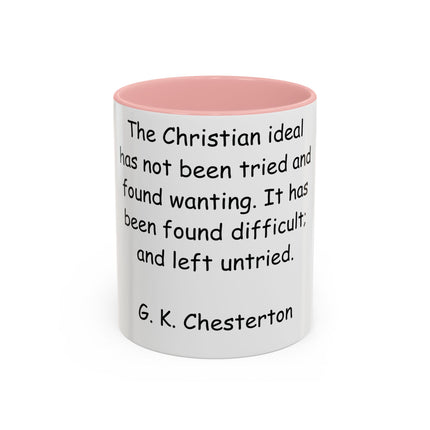 Inspirational Accent Coffee Mug – G.K. Chesterton Quote, 11oz