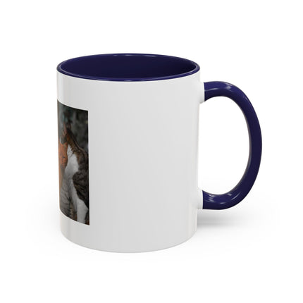 Coffee Mug — "Real Men Love Cats" Accent Ceramic Mug with Cat Photo (11/15 oz)