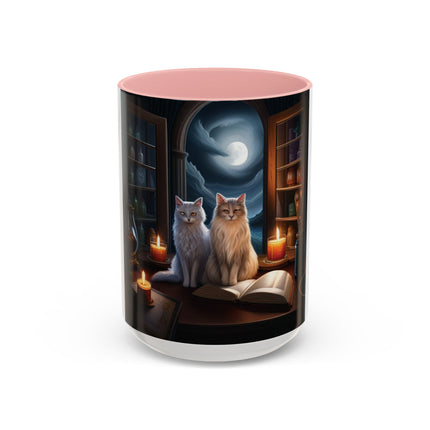Magical Cats Accent Mug – 15oz – Cozy Gift for Cat & Book Lovers