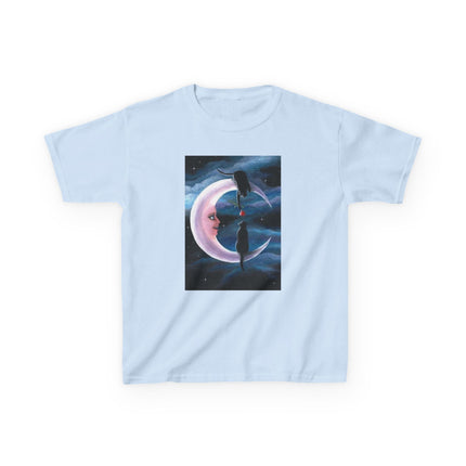 Kids Moon Dreamer Tee — Black Cats on Crescent Moon Graphic