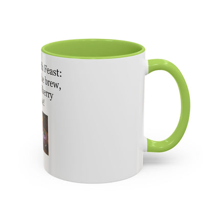 Lughnasadh Feast Mug — "The bread, the brew, and the bilberry mousse!" Accent Coffee Cup