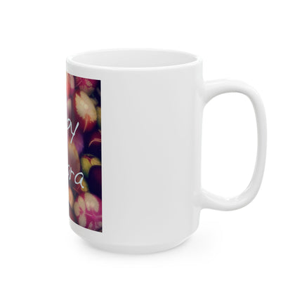 Ostara Floral Mug — "Happy Ostara" Easter Spring Celebration Ceramic Mug (11oz, 15oz)