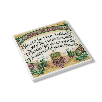 Blessed Holidays Ceramic Coaster - Cozy Family Home Decor