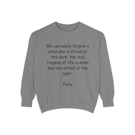 Plato Quote Sweatshirt — "We can easily forgive a child..." Classic Philosophy Crewneck