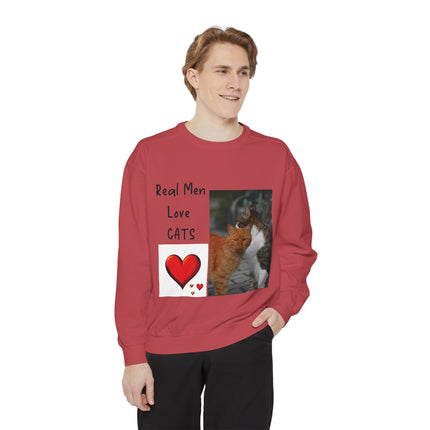 Real Men Love Cats Sweatshirt – Cozy Unisex Garment-Dyed Pullover
