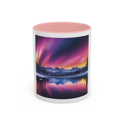Aurora Lake Accent Coffee Mug — Northern Lights Landscape 11/15oz