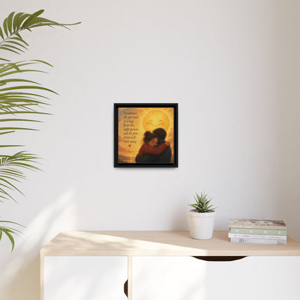 Sunshine Hug Framed Canvas — "Sometimes all you need is a hug" Wall Art