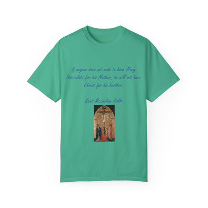 Saint Kolbe Marian Tee – Unisex Garment-Dyed Shirt on Faith & Family