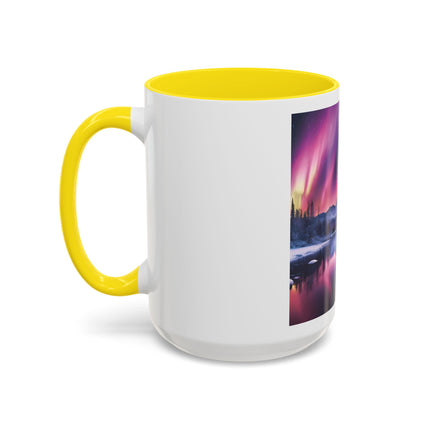 Aurora Lake Accent Coffee Mug — Northern Lights Landscape 11/15oz
