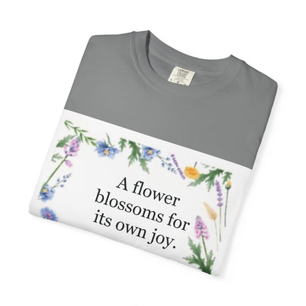 Oscar Wilde Floral Quote T-Shirt – "A Flower Blossoms for Its Own Joy"