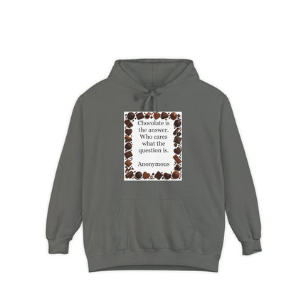 Chocolate Quote Hoodie — "Chocolate is the answer" Cozy Graphic Sweatshirt