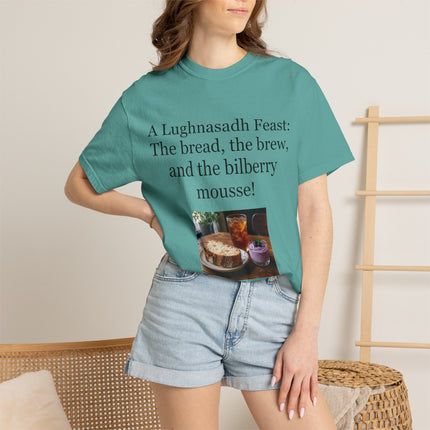 Lughnasadh Feast T-Shirt – “The bread, the brew, and the bilberry mousse!”