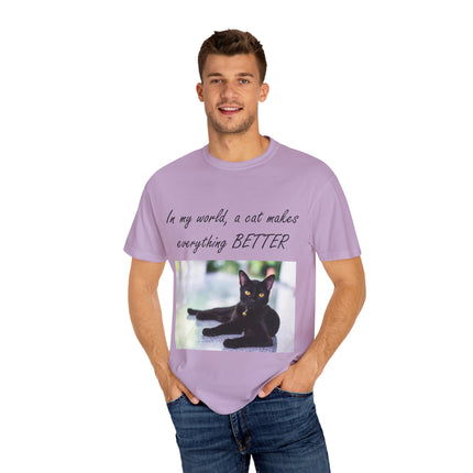 In My World Cat T-Shirt – Unisex Garment-Dyed Tee for Cat Lovers