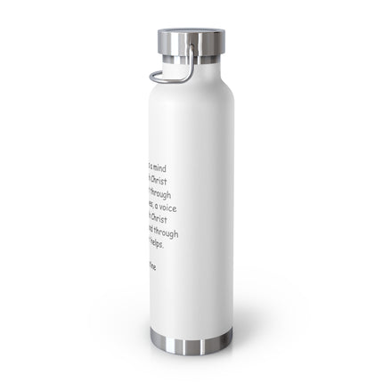 Inspirational Copper Insulated Water Bottle - 22oz with St. Augustine Quote