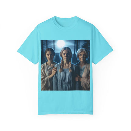 Mystical Sisterhood Tee – Garment-Dyed Shirt of Triple Goddess