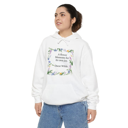 Hoodie — "A Flower Blossoms for Its Own Joy" Floral Quote Hoodie