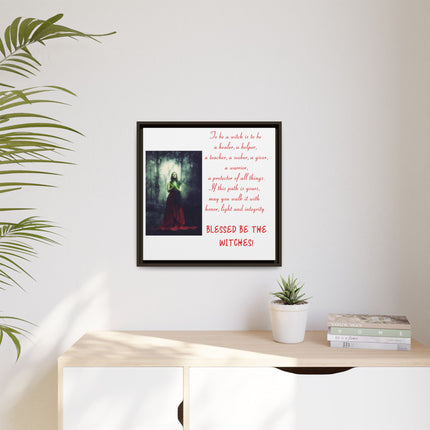 Blessed Be the Witches Framed Canvas Art — Witchy Inspirational Quote Wall Decor