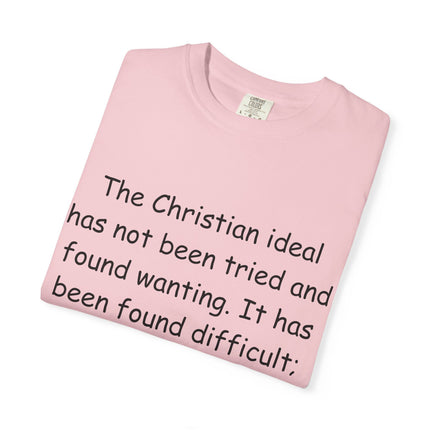 Inspirational Quote Unisex Garment-Dyed T-Shirt - G.K. Chesterton Design