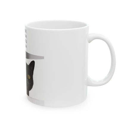 Black Cat 11oz Ceramic Mug – “Only Meow” Quote for Calm & Cozy Moments
