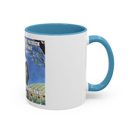 Saint with Cats Coffee Mug – "No One Remembers Me and My Cats" Accent Mug