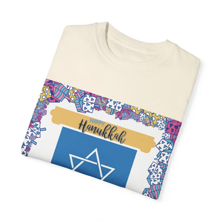 Happy Hanukkah Tee – Unisex Garment-Dyed Shirt for the Festival of Lights