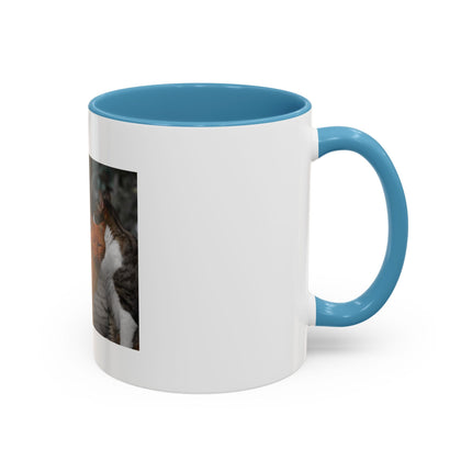 Coffee Mug — "Real Men Love Cats" Accent Ceramic Mug with Cat Photo (11/15 oz)
