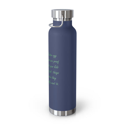 Copper Insulated Water Bottle - 22oz with Easter Design & Humorous Quote