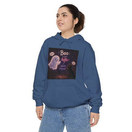 Cute Ghost 'Boo Is Just Hello' Halloween Hoodie