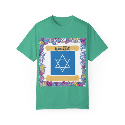 Happy Hanukkah Tee – Unisex Garment-Dyed Shirt for the Festival of Lights