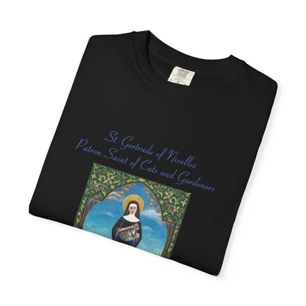 Unisex Crazy Cat Lady T-Shirt - Saint Gertrude of Nivelles Design