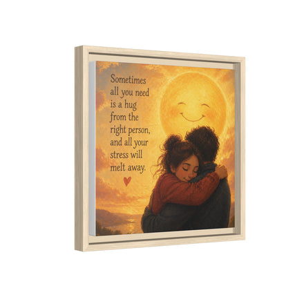 Sunshine Hug Framed Canvas — "Sometimes all you need is a hug" Wall Art