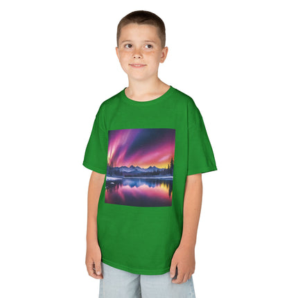Kids Tee — Colorful Northern Lights Mountain Print